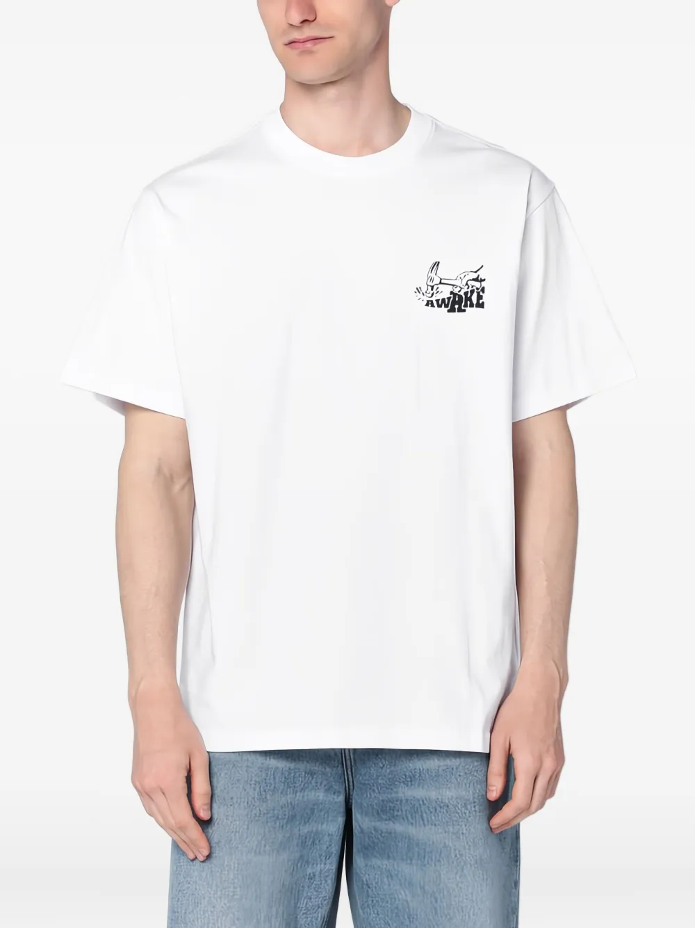 Awake Ny White T-shirt With Hammer Print In White