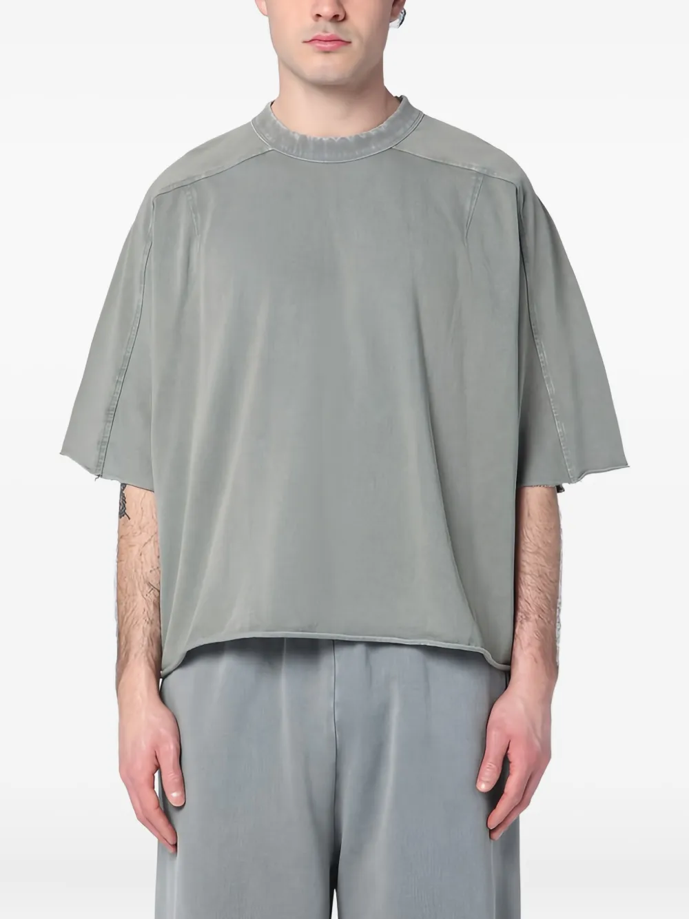 Entire Studios Oversized Cotton T-shirt Raw Edge Hem In Gray