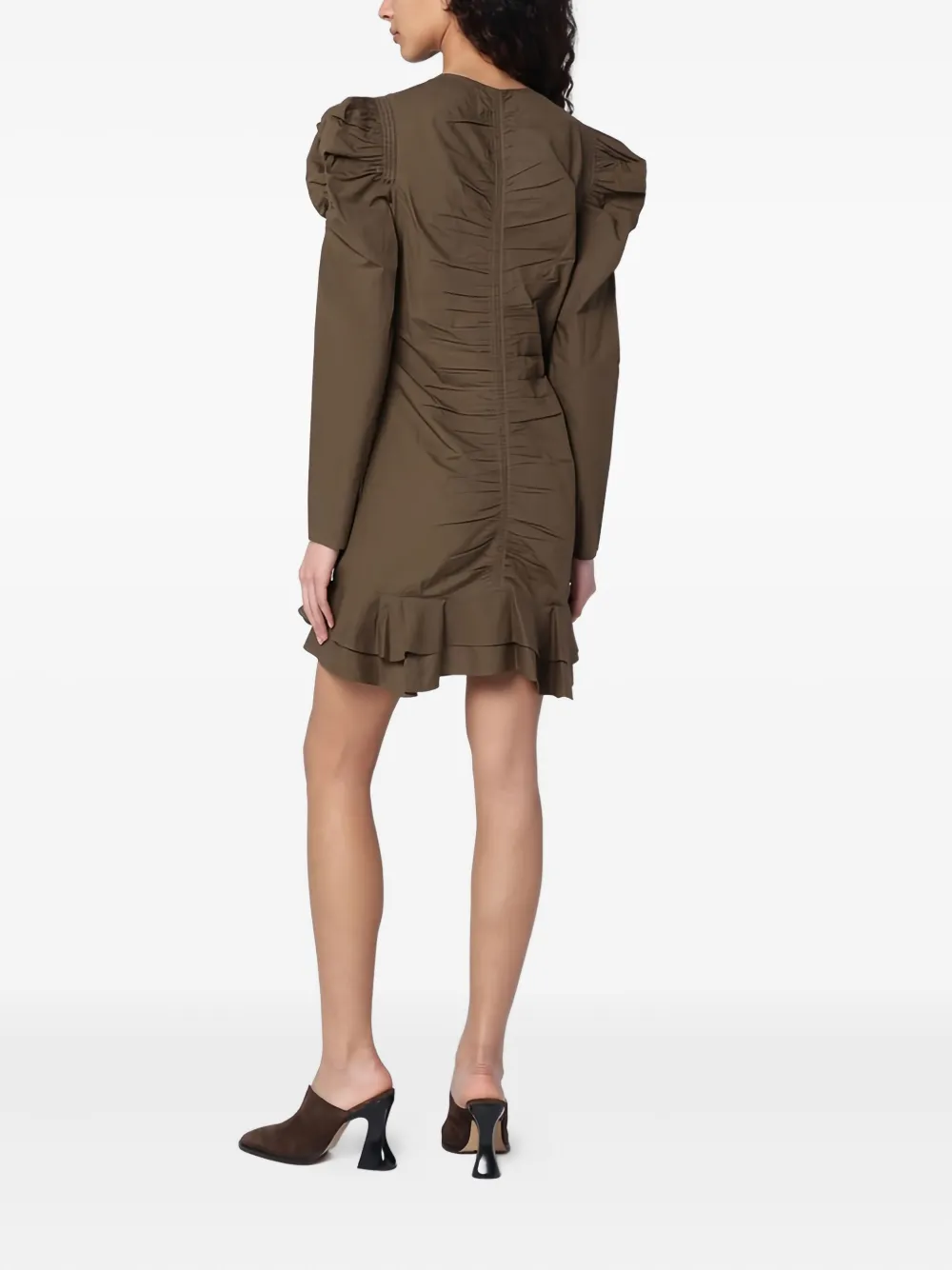 Isabel Marant Étoile Briali Mini Dress With Green Khaki Zip In Brown