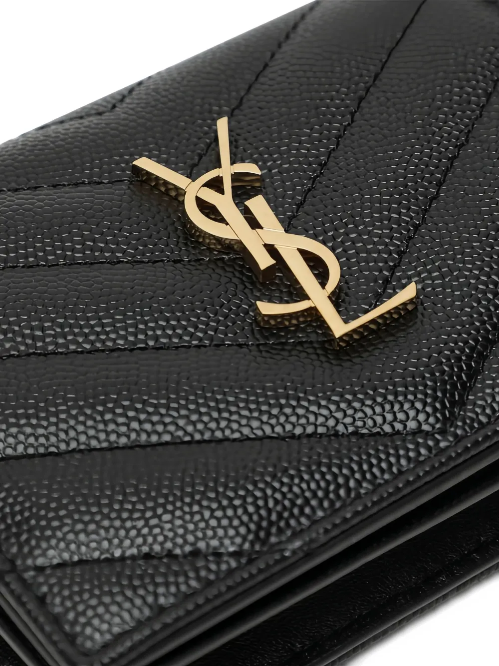 Saint Laurent Monogramme Chevron Card Holder In Black