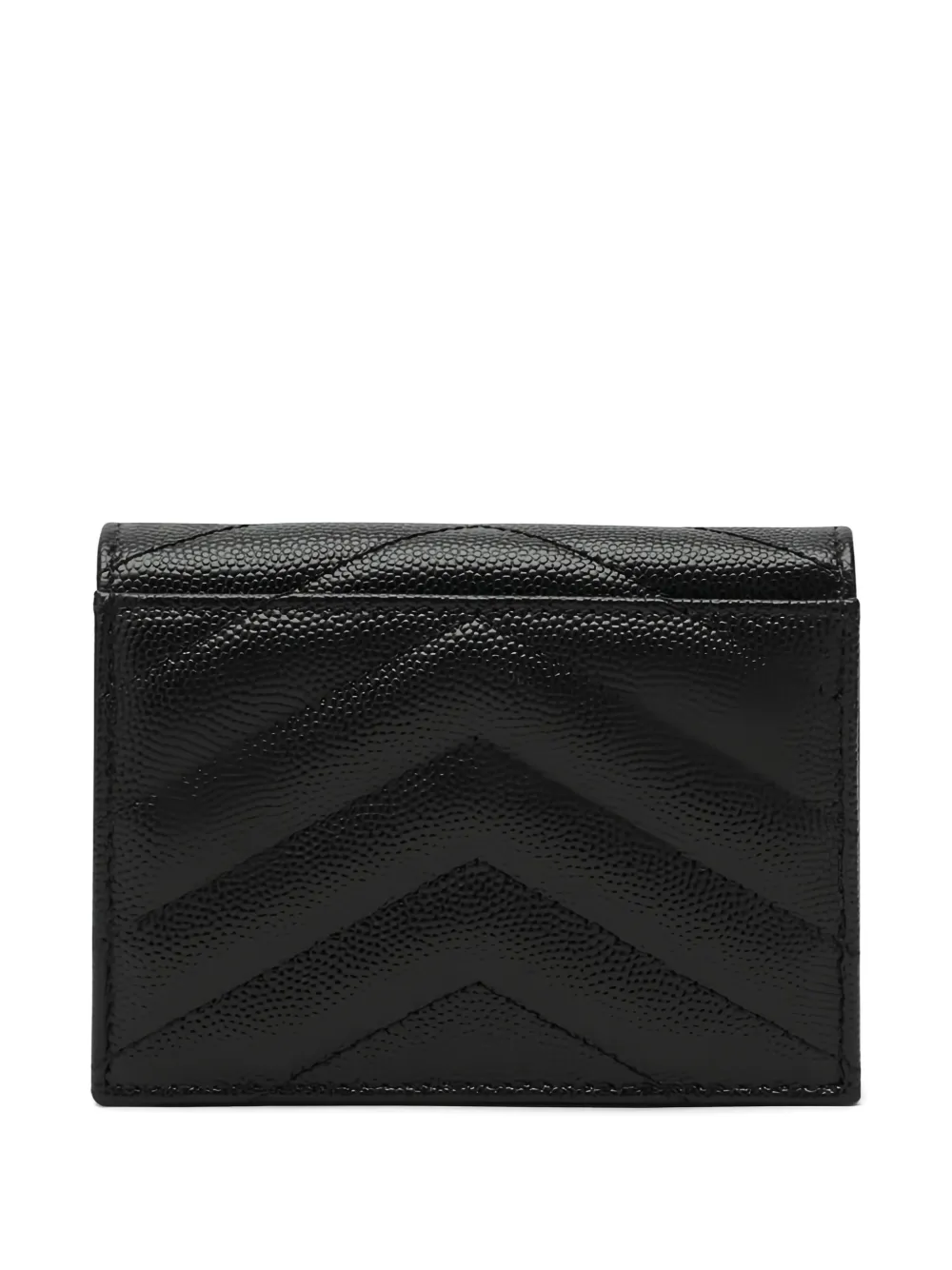 Saint Laurent Pasjeshouder met monogram en chevron streep - Zwart