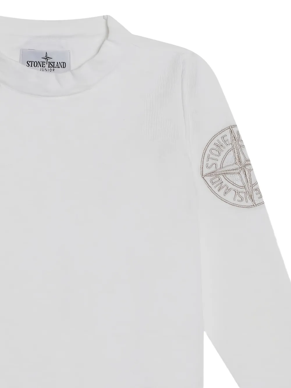 Stone Island Junior Top met ronde hals en lange mouwen Wit
