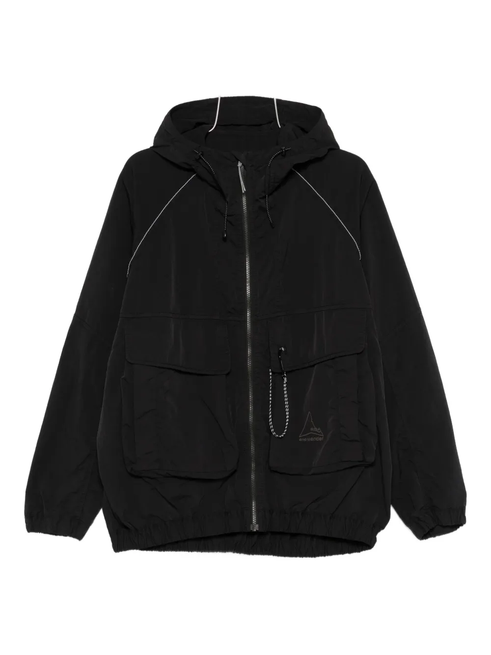 and Wander x ROA zip-up hooded jacket | Black | Image 1