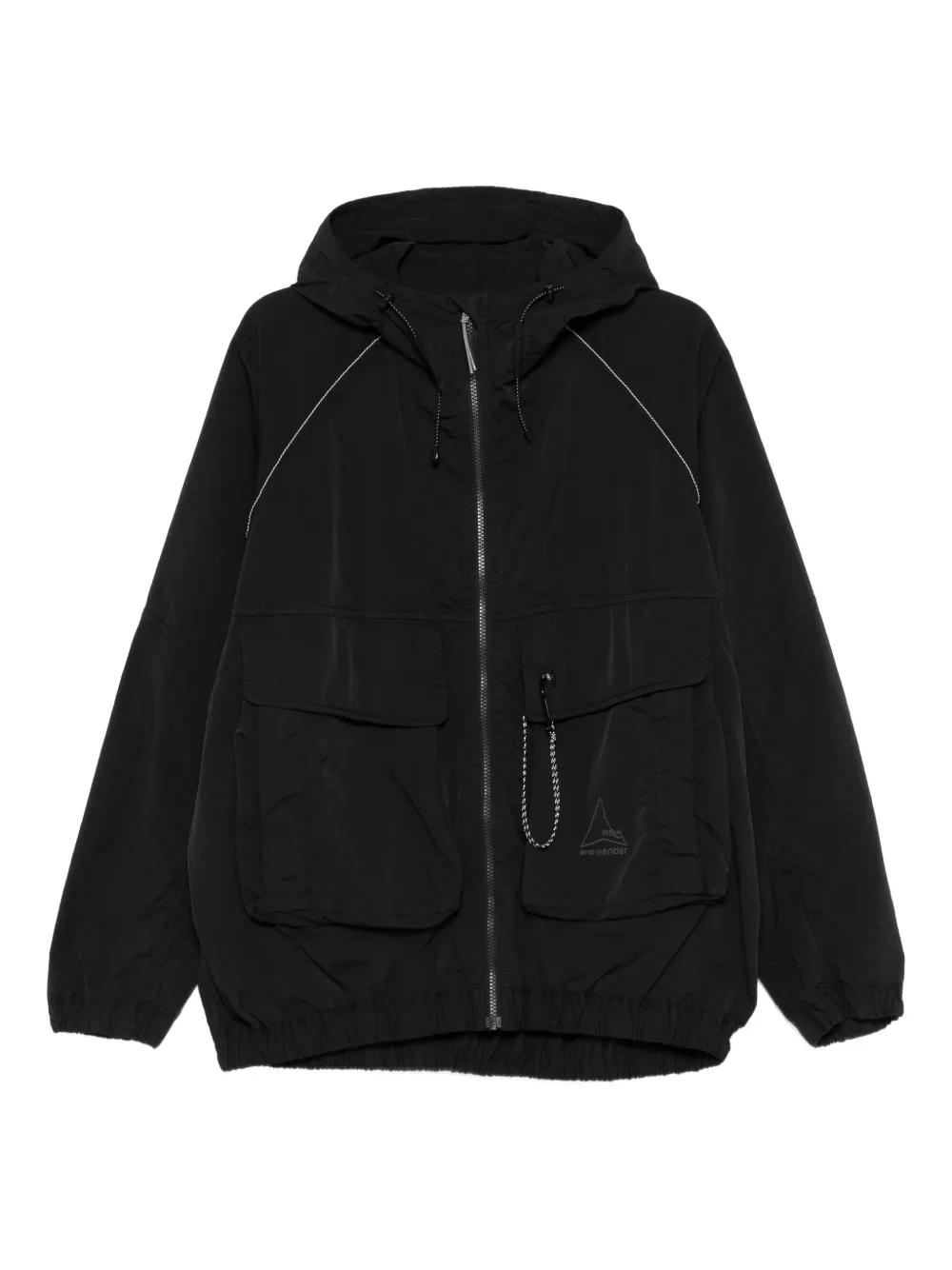 and Wander x ROA zip-up hooded jacket | Black | Image 1