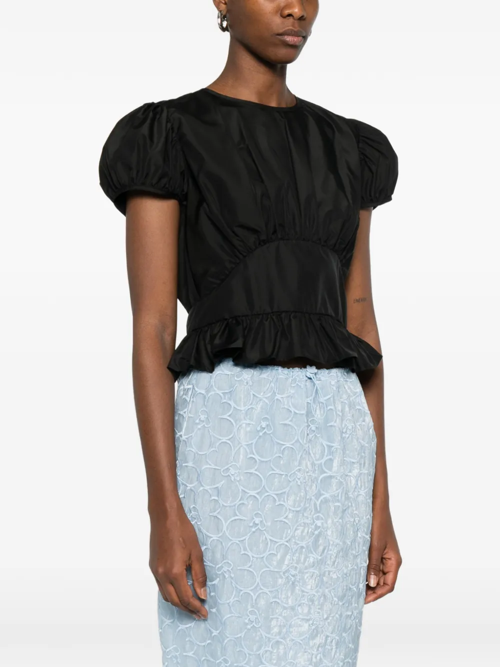  Cecilie Bahnsen Cristobal Ruffled Top - Black 