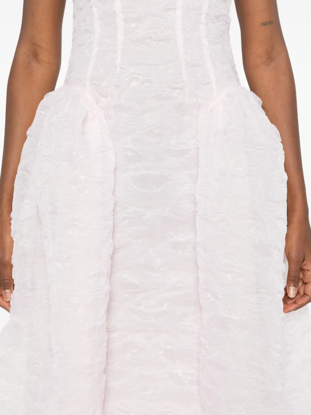Cecilie Bahnsen Puff-sleeve Seam-detail Midi Dress in Pink, view 5