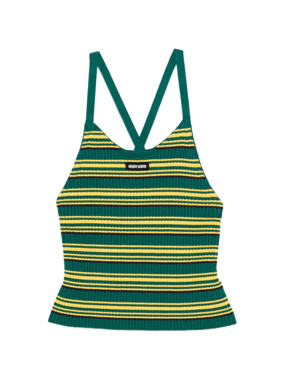 Miu Miu stripe halterneck crop tank top - Verde