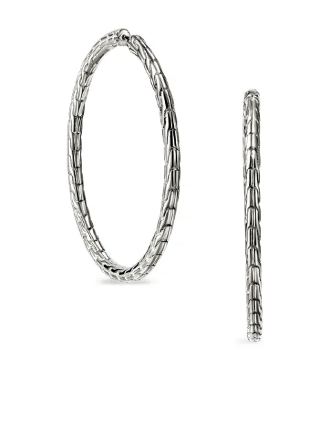 John Hardy sterling silver JH Essential Flex 39MM hoop earrings