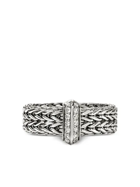 John Hardy sterling silver Icon Link Bar diamond ring
