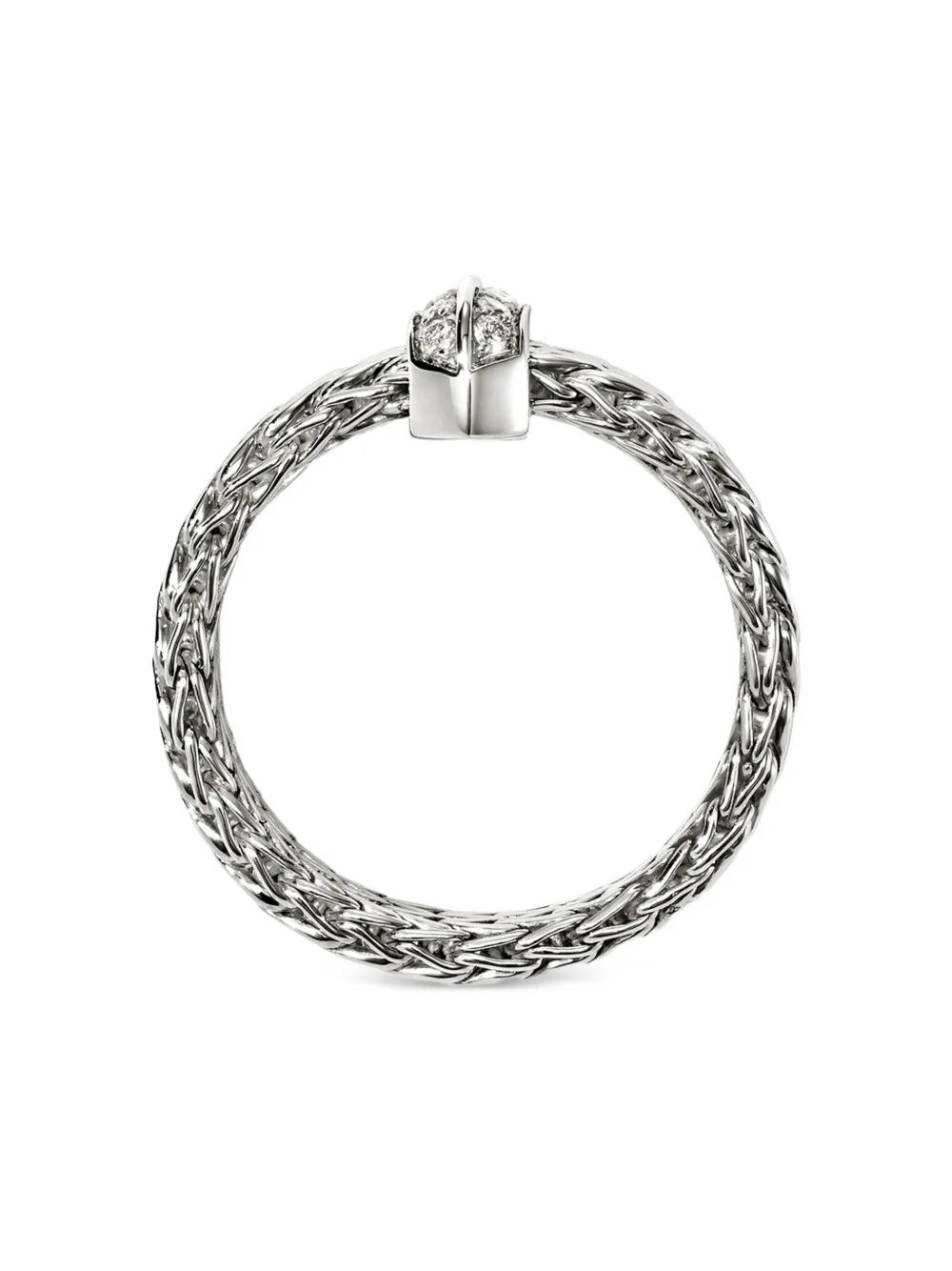 Sterling Silver Icon Link Bar Diamond Ring