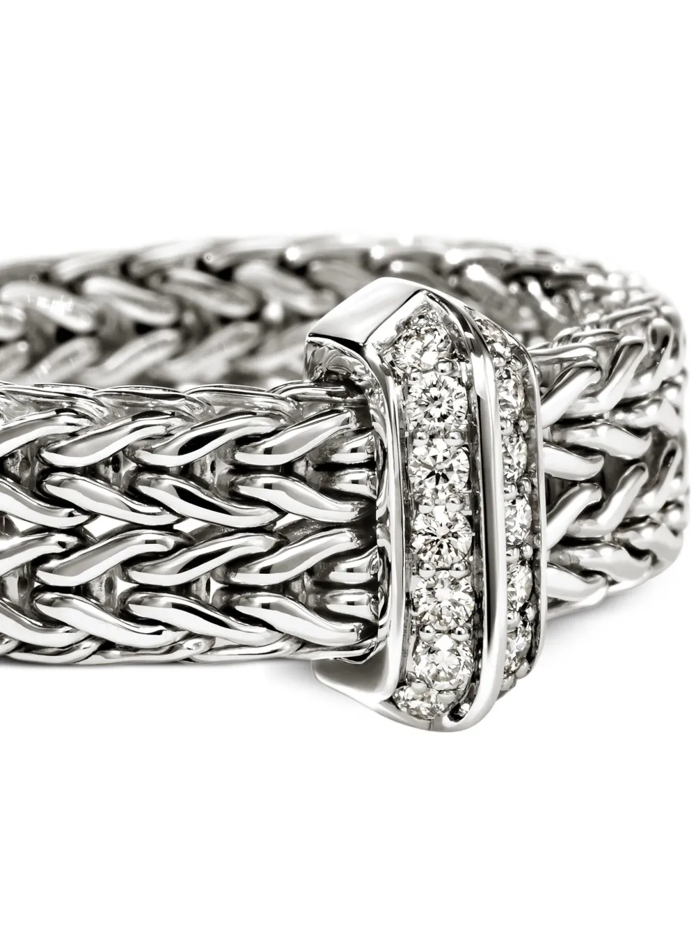 Sterling Silver Icon Link Bar Diamond Ring