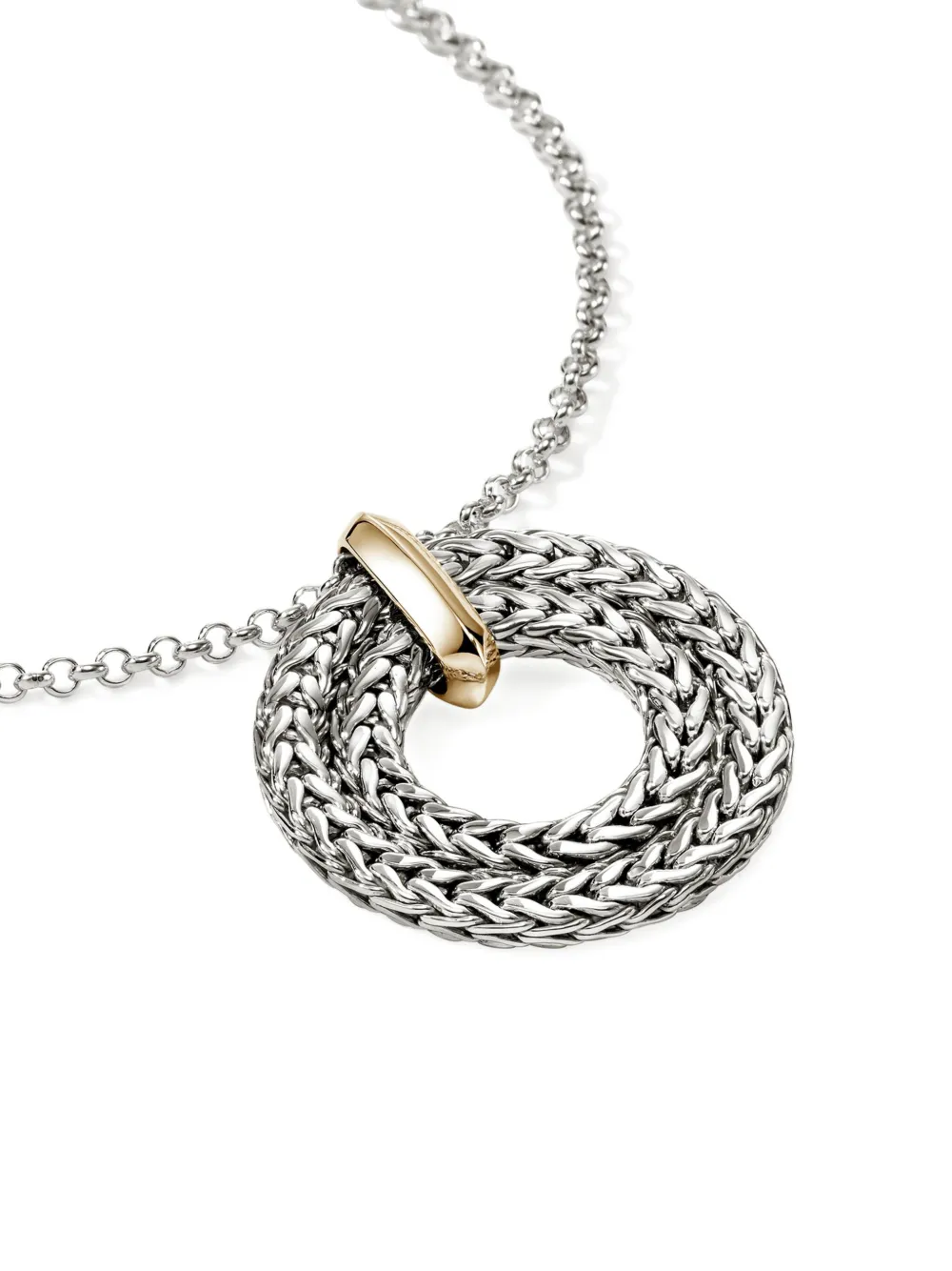John Hardy 14k Yellow Gold Sterling Silver Chain Necklace In Silver