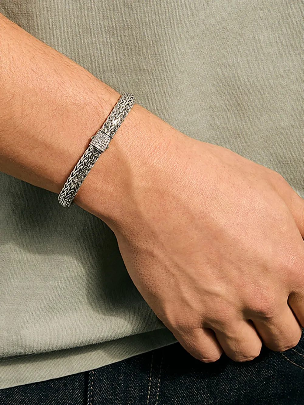 John Hardy Sterling Silver Diamond Chain Bracelet In Metallic