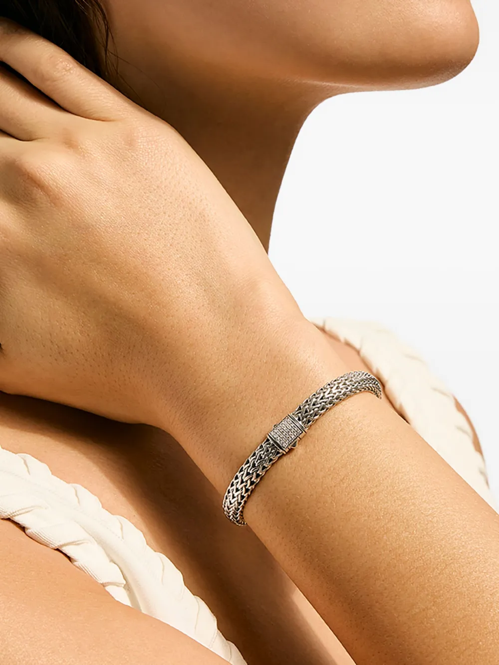 John Hardy Sterling Silver Diamond Chain Bracelet In Silver