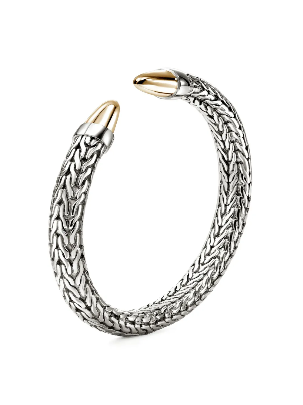 John Hardy 14k Yellow Gold And Sterling Silver Spear 50 Flex Bracelet In Metallic