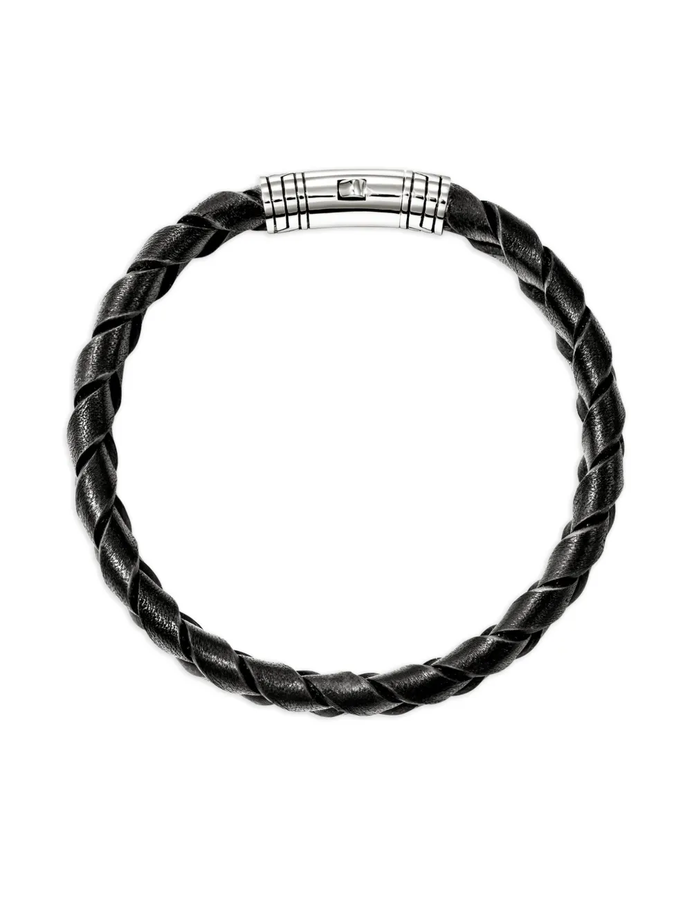  John Hardy Sterling Silver Leather Braided Bracelet 