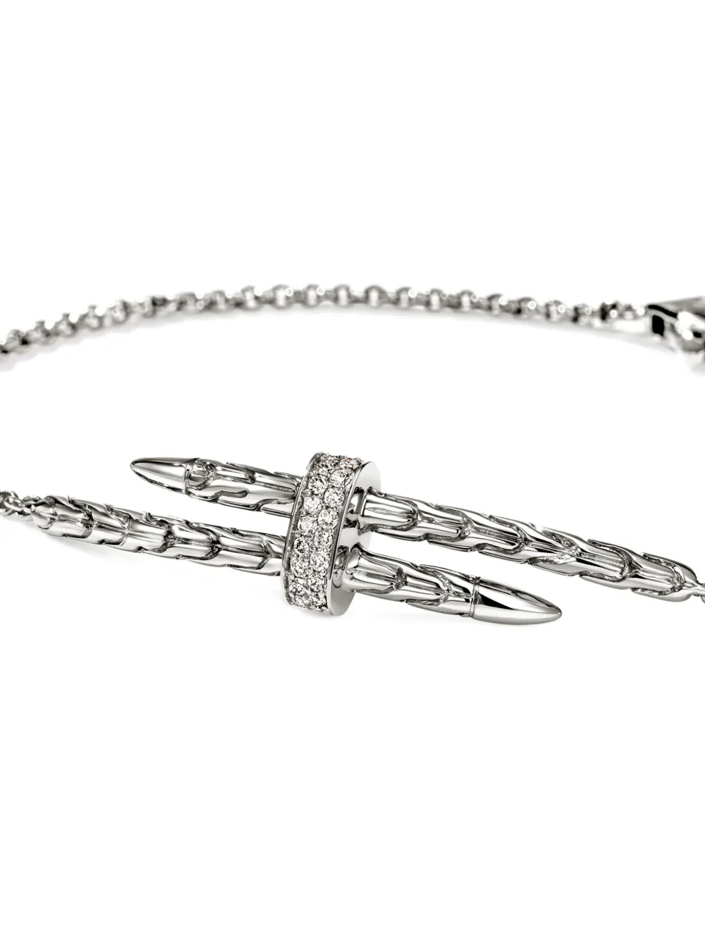 John Hardy Sterling Silver Diamond Bracelet In Metallic