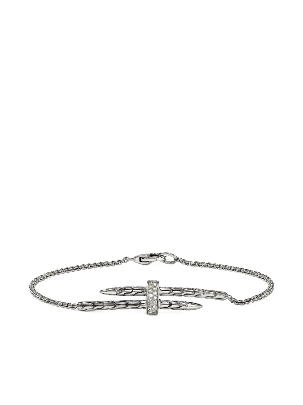 John Hardy Sterling Silver Diamond Bracelet In Metallic