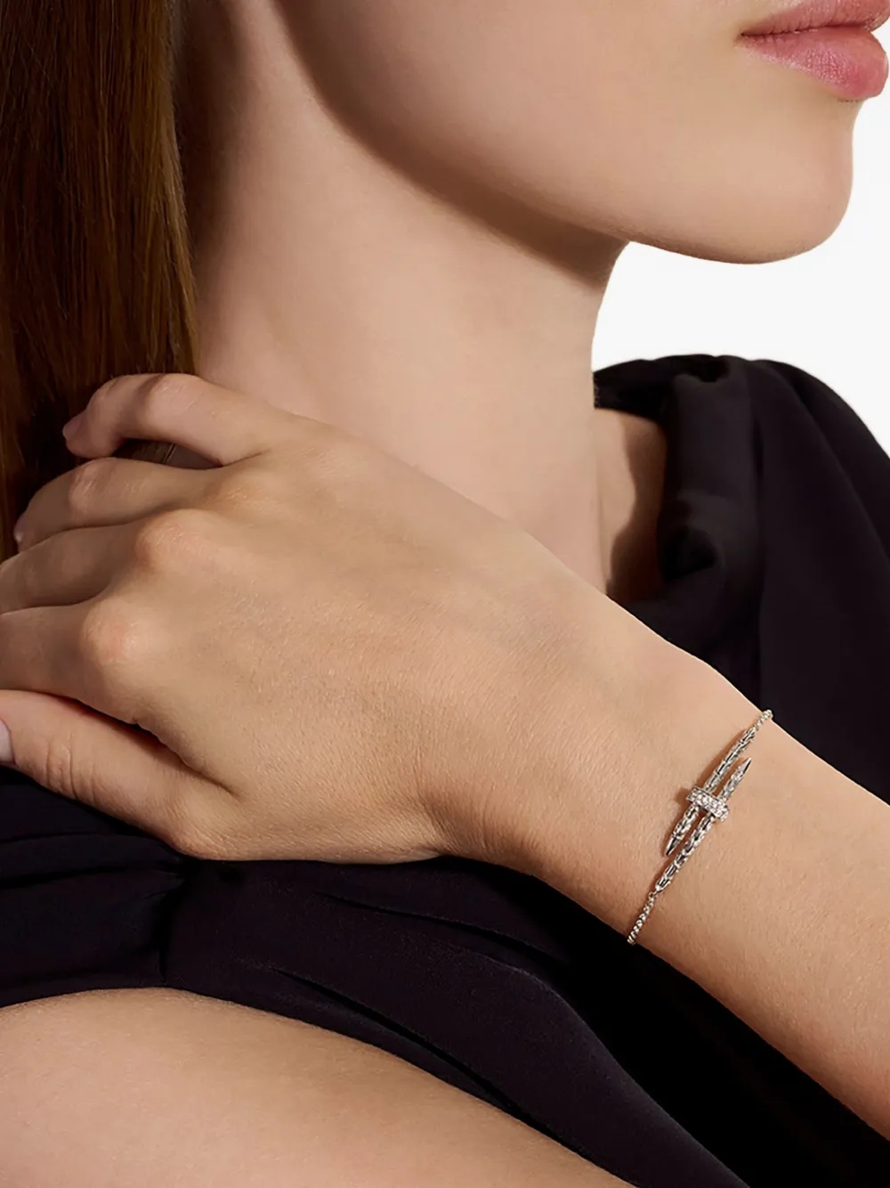 John Hardy Sterling Silver Diamond Bracelet In Metallic