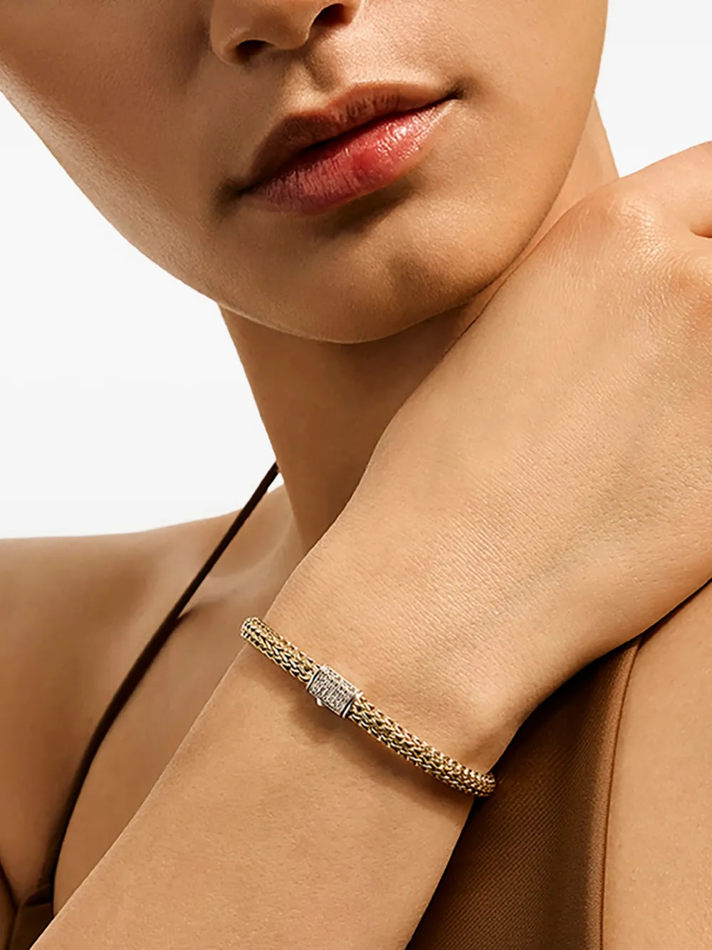 John Hardy 14k Yellow Gold And Sterling Silver Icon Diamond Bracelet In Gray