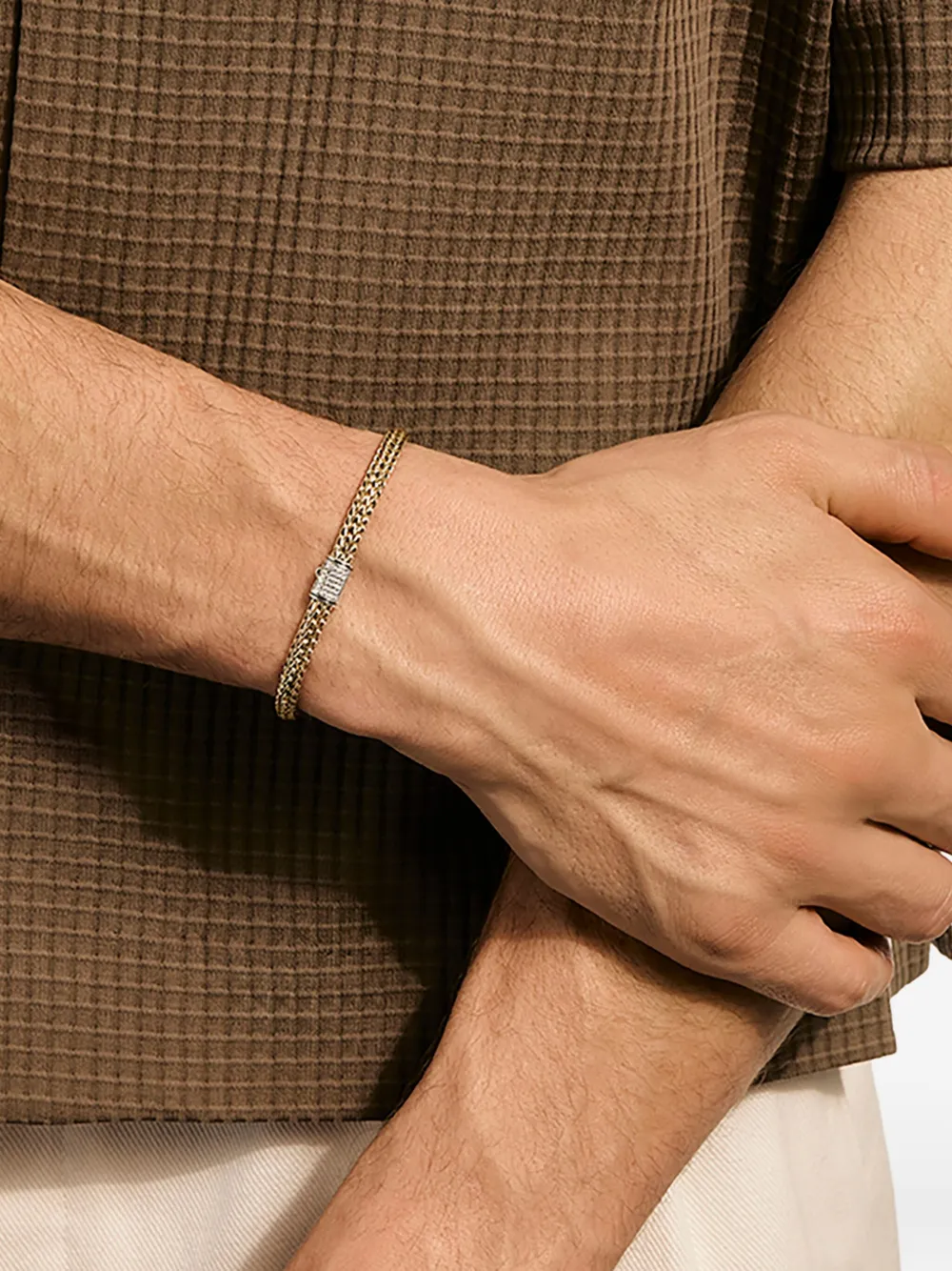 John Hardy 14k Yellow Gold And Sterling Silver Icon Diamond Bracelet In Gray