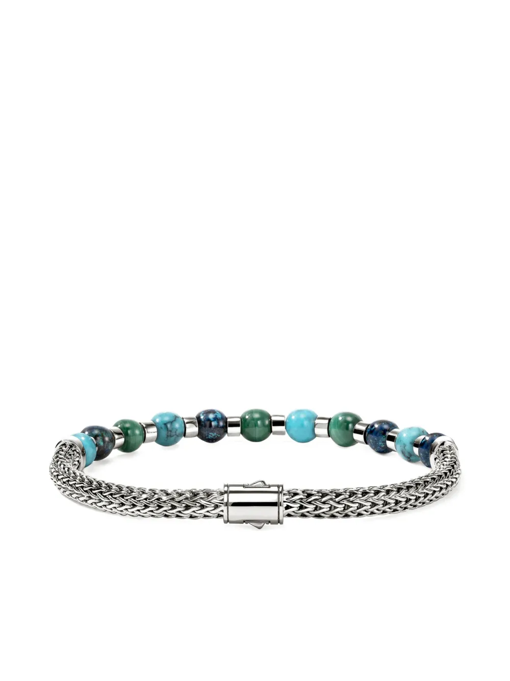 John Hardy Sterling Silver Bead-chain Bracelet In Green