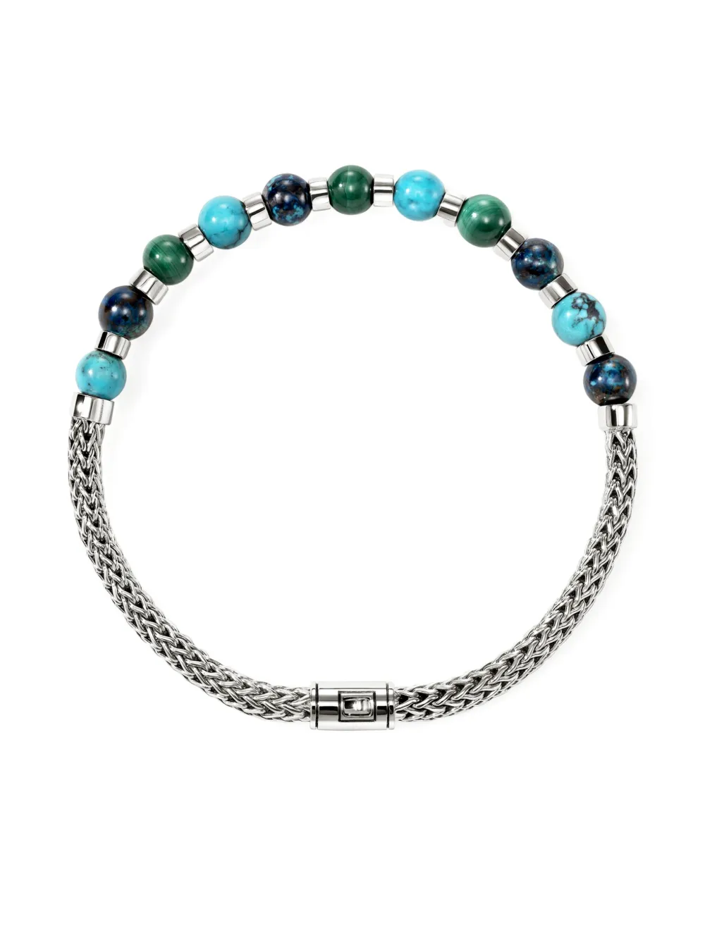 John Hardy Sterling Silver Bead-chain Bracelet In Green