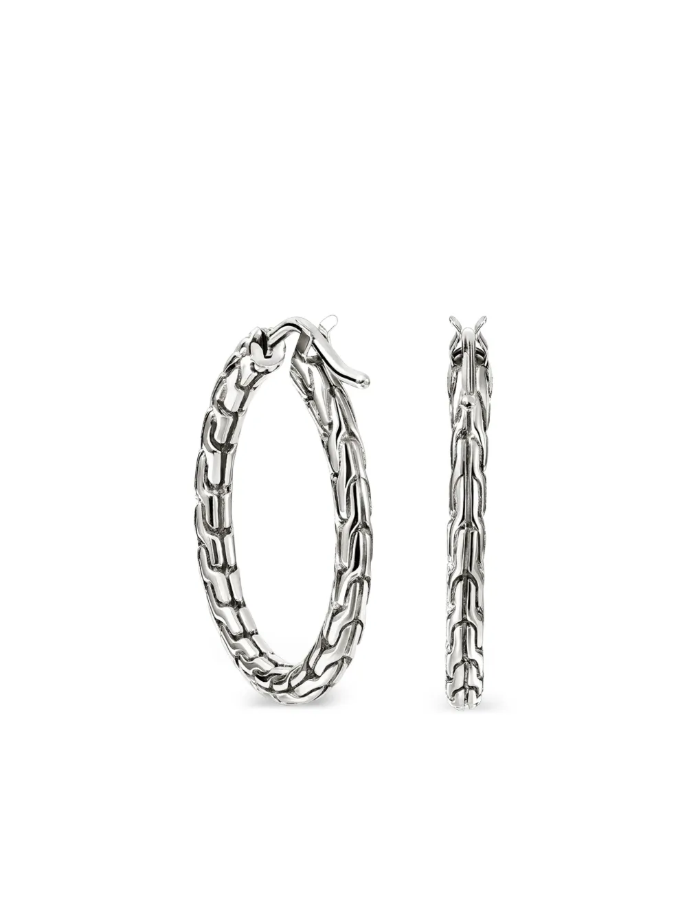 John Hardy Sterling Silver Jh Essential Hoop Earrings In Metallic