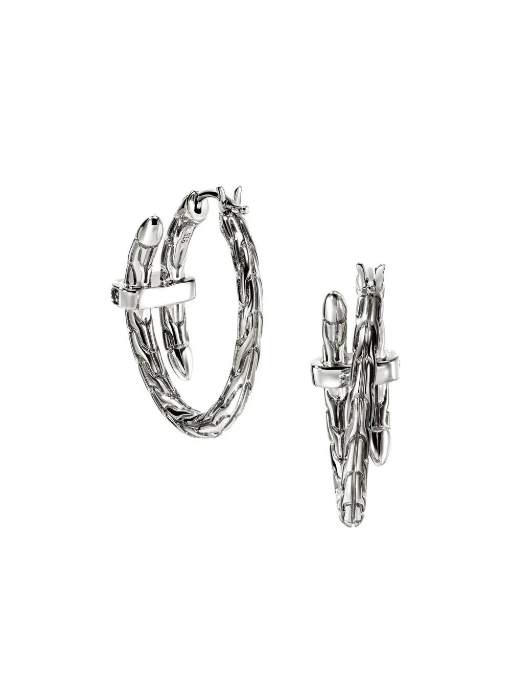 John Hardy Sterling Silver Black Sapphire Hoop Earrings In Silver