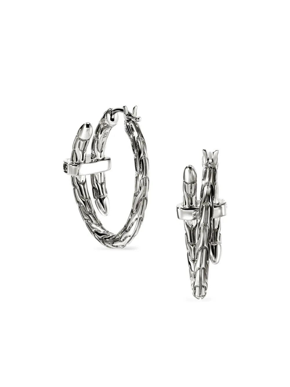  John Hardy Sterling Silver Spear Sapphire Hoop Earrings 