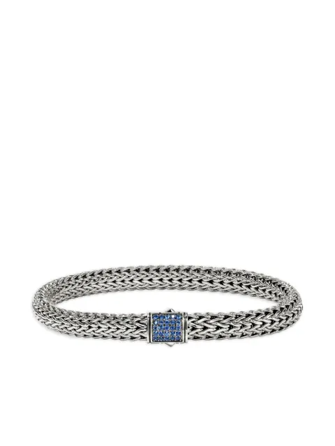 John Hardy pulsera en plata de ley y piel con zafiro