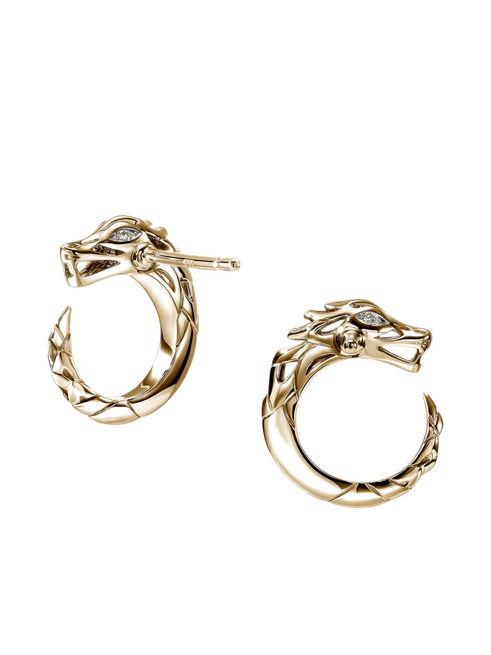 John Hardy 14k Yellow Gold Naga Diamond Earrings In Gold