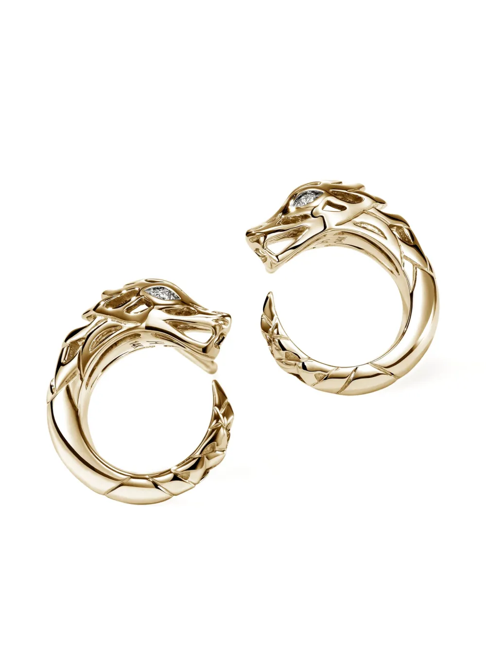 John Hardy 14k Yellow Gold Naga Diamond Earrings In Gold