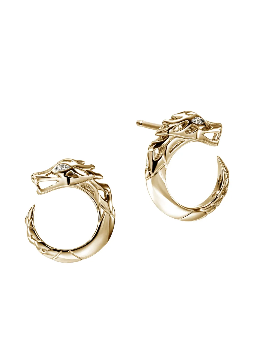 John Hardy 14k Yellow Gold Naga Diamond Earrings In Gold