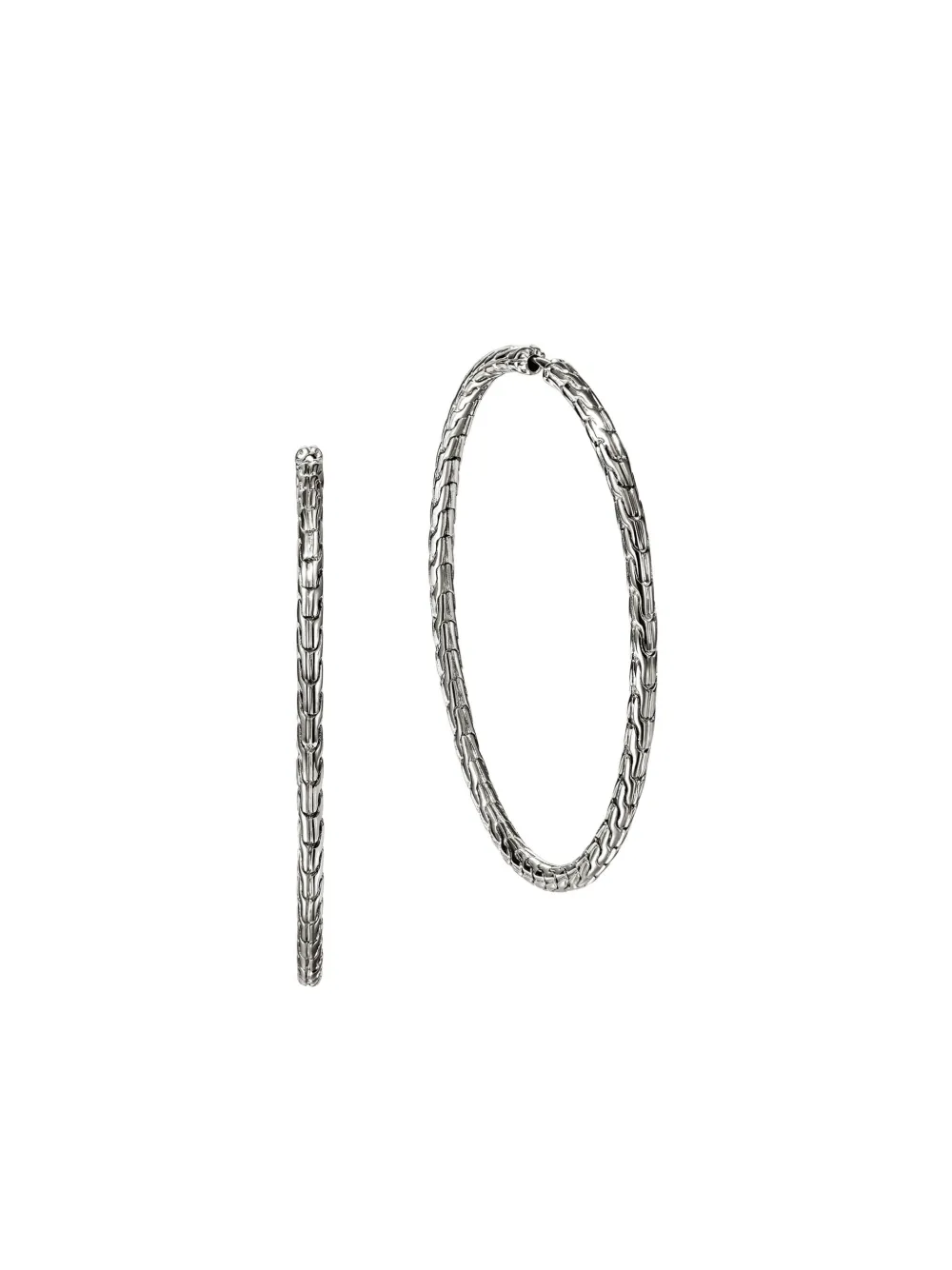 John Hardy Sterling Silver Jh Essential Flex Hoop Earrings In Silver