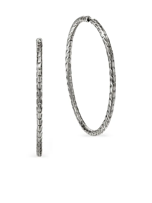 John Hardy Sterling Silver JH Essential Flex 50MM Hoop Earrings