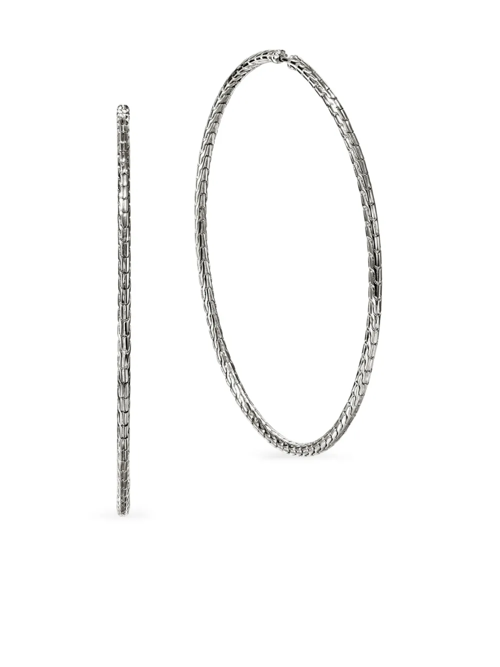  John Hardy Sterling Silver Jh Essential Flex 78.5mm Hoop Earrings 