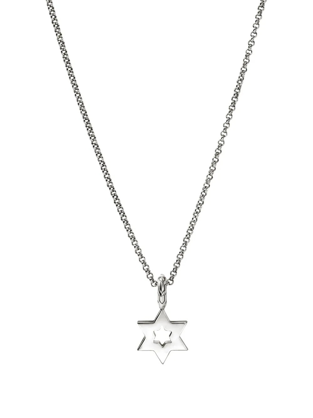 John Hardy Sterling Silver Star Of David Diamond Necklace In Metallic