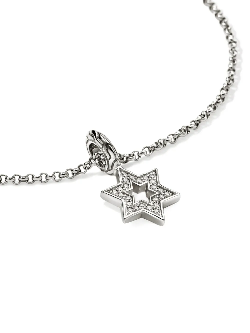 John Hardy Sterling Silver Star Of David Diamond Necklace In Metallic