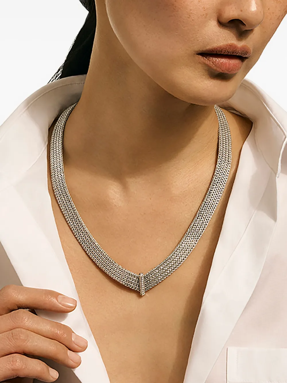 John Hardy Sterling Silver Diamond Necklace In Metallic