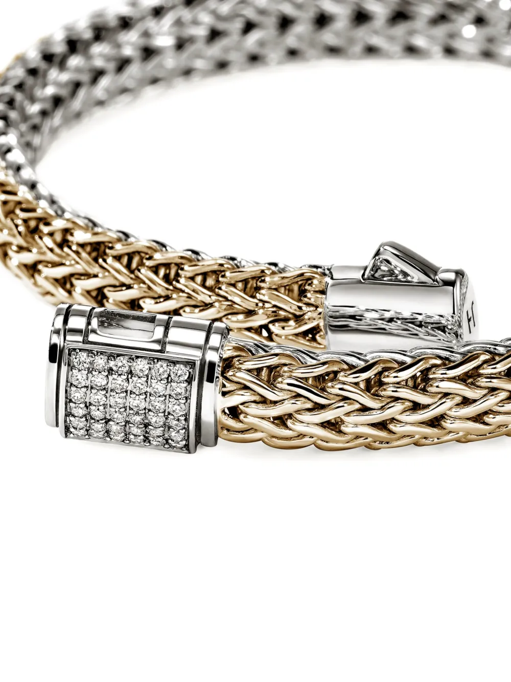 John Hardy Sterling Silver 14k Yellow Gold Diamond Bracelet In Gold