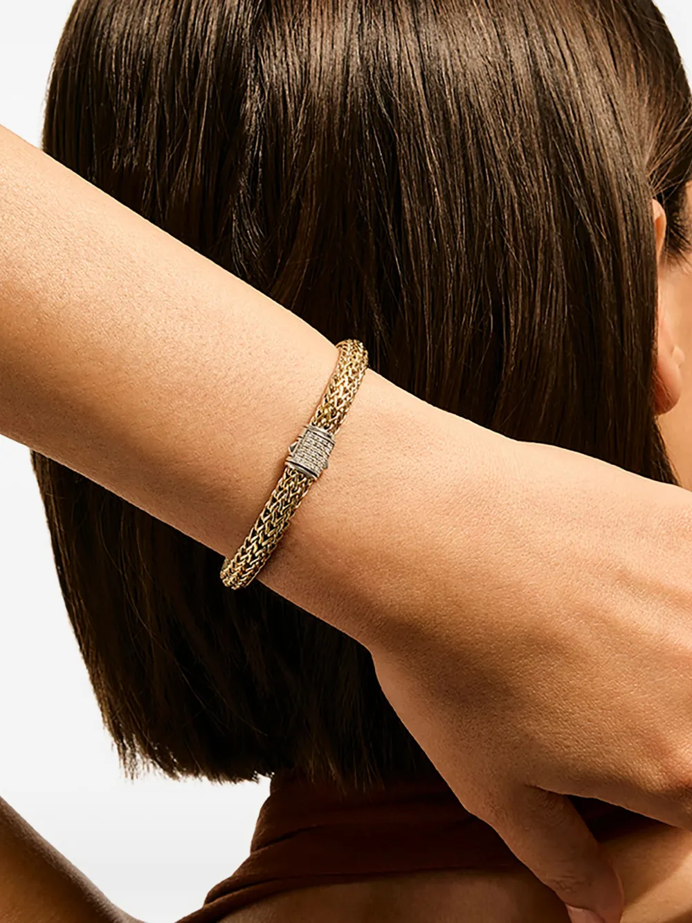 John Hardy Sterling Silver 14k Yellow Gold Diamond Bracelet In Gold