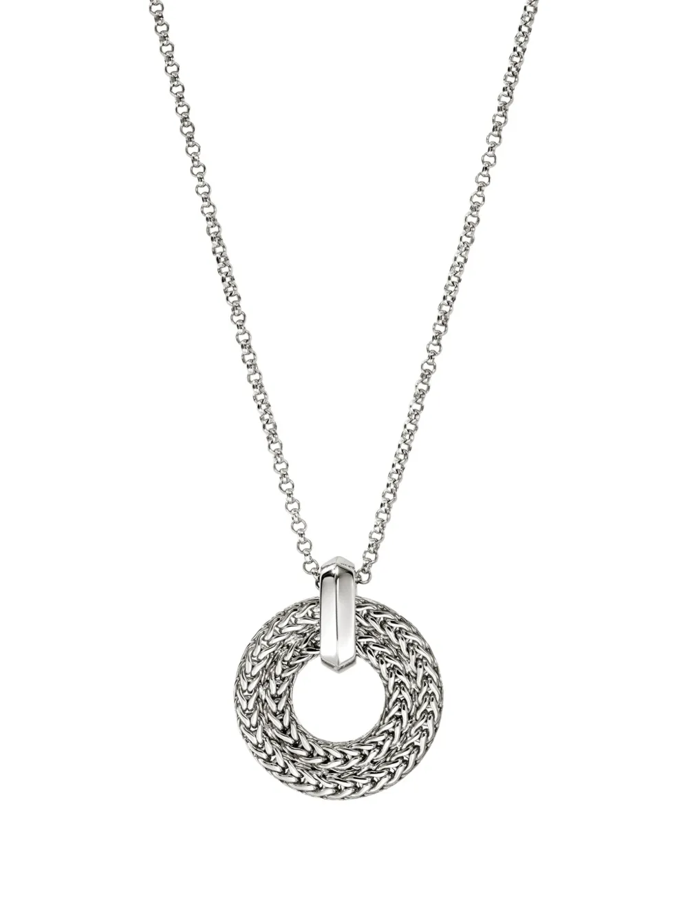 John Hardy Sterling Silver Diamond Circle Necklace In Silver