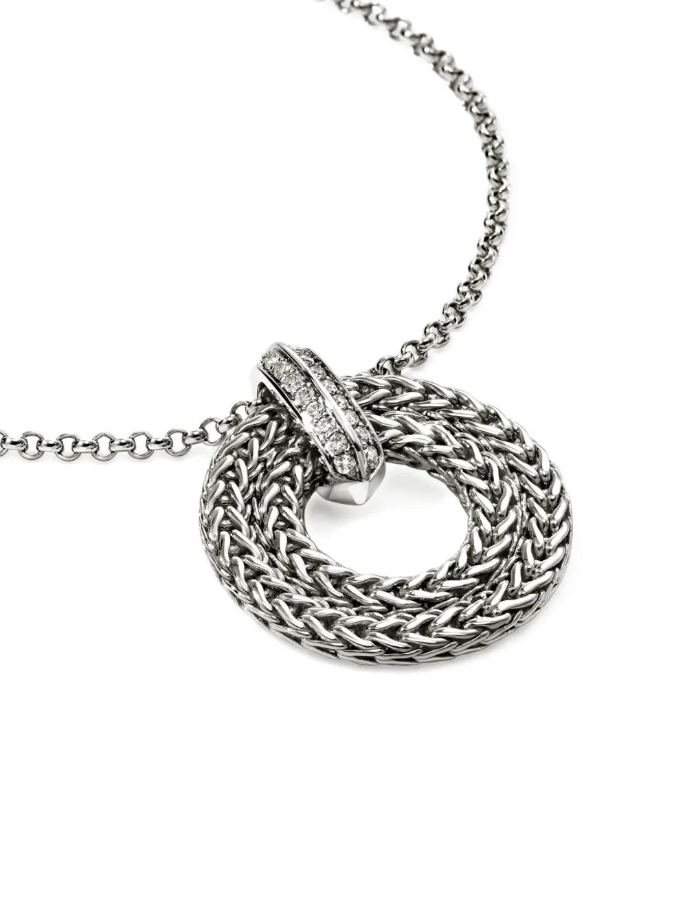 John Hardy Sterling Silver Diamond Circle Necklace In Silver