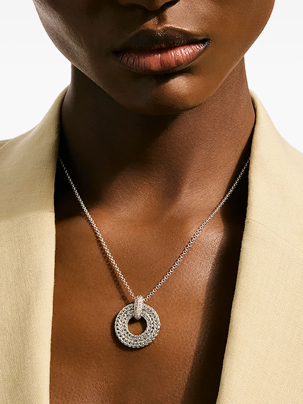 John Hardy Sterling Silver Diamond Circle Necklace In Silver