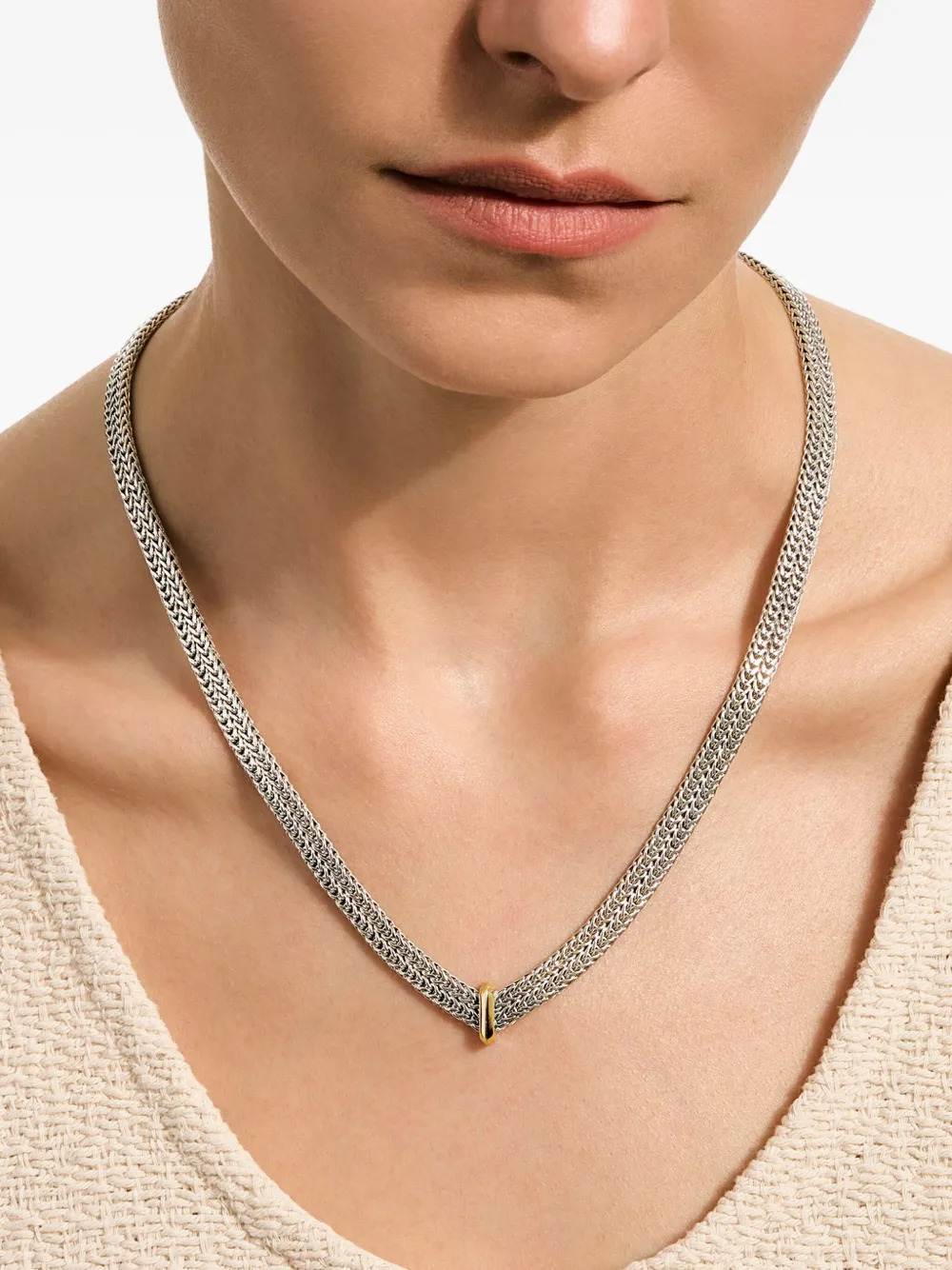 John Hardy 14k Yellow Gold And Sterling Silver Icon Necklace In Metallic