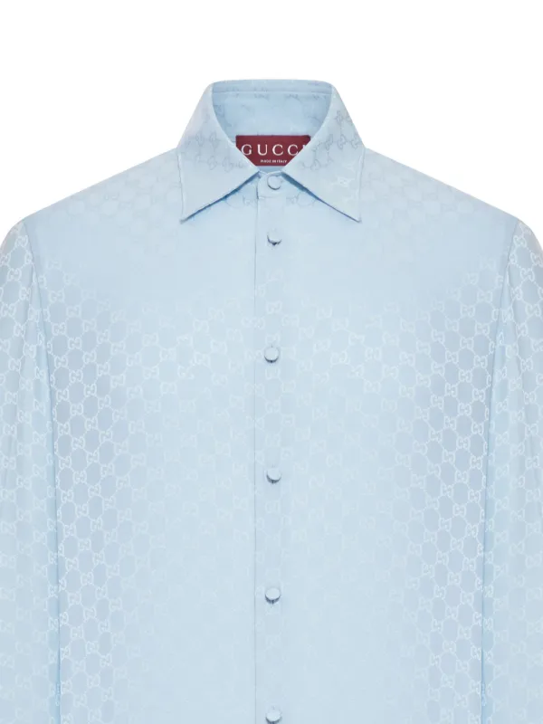 Gucci GG Jacquard Silk Shirt Blue FARFETCH JO