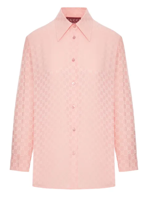 Gucci Camisa de seda em jacquard GG