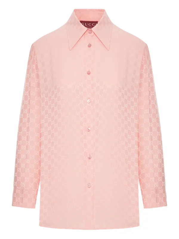 Gucci GG-jacquard Silk Shirt Pink FARFETCH BE
