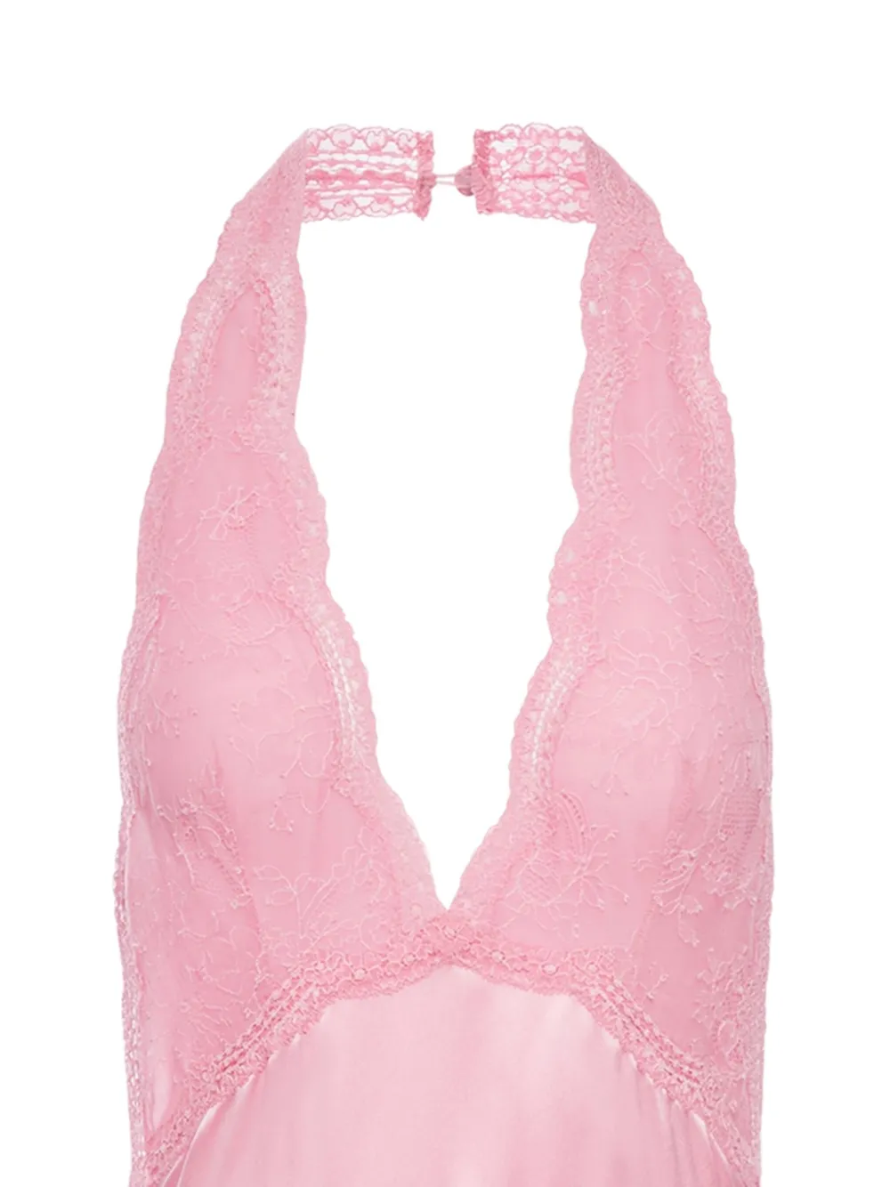 Gucci lace-panel satin halterneck dress - Roze